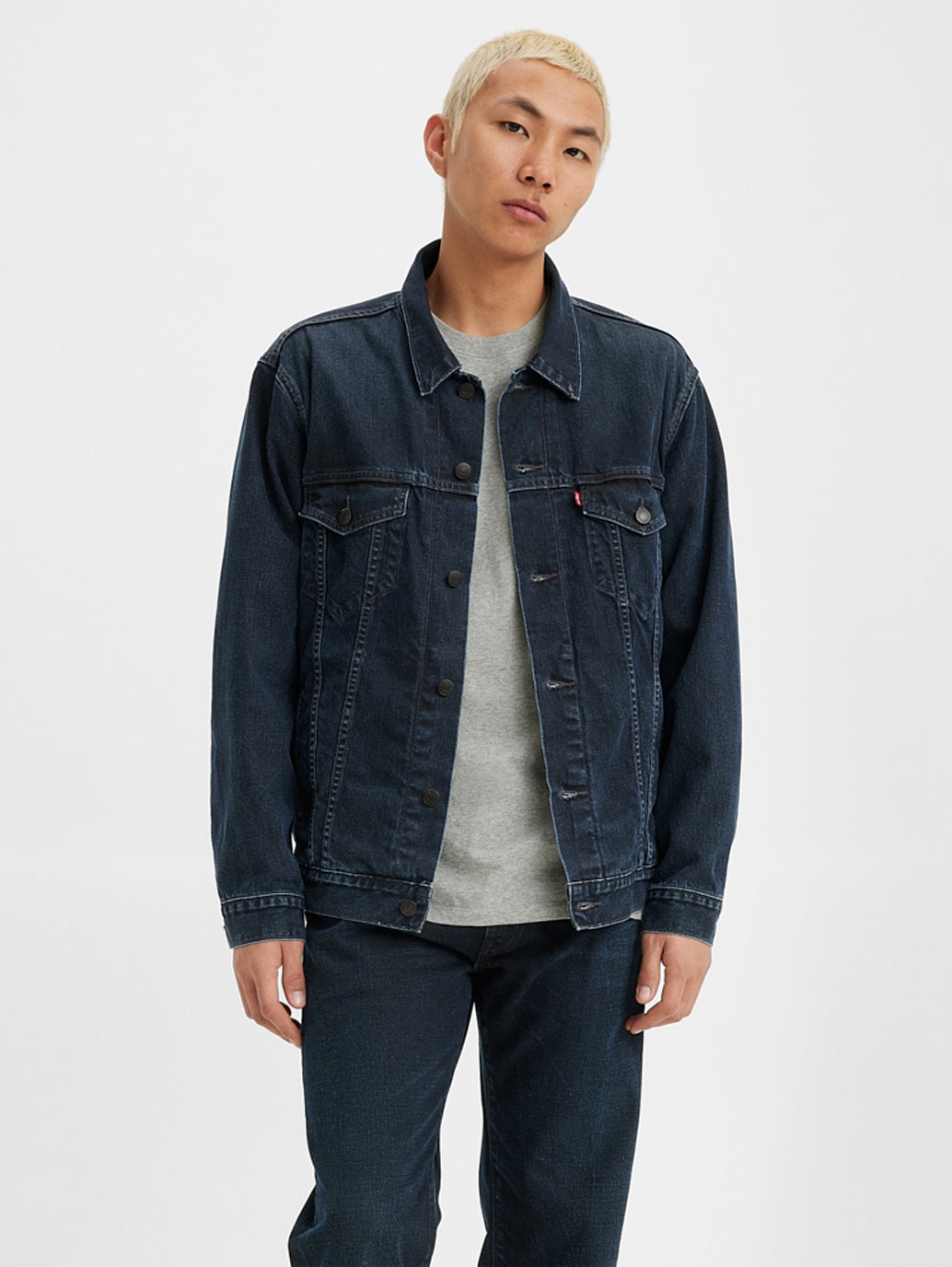Men's Solid Spread Collar Denim Jacket - ec6eb88b-5061-4c31-8a89-4c8698157c32 View