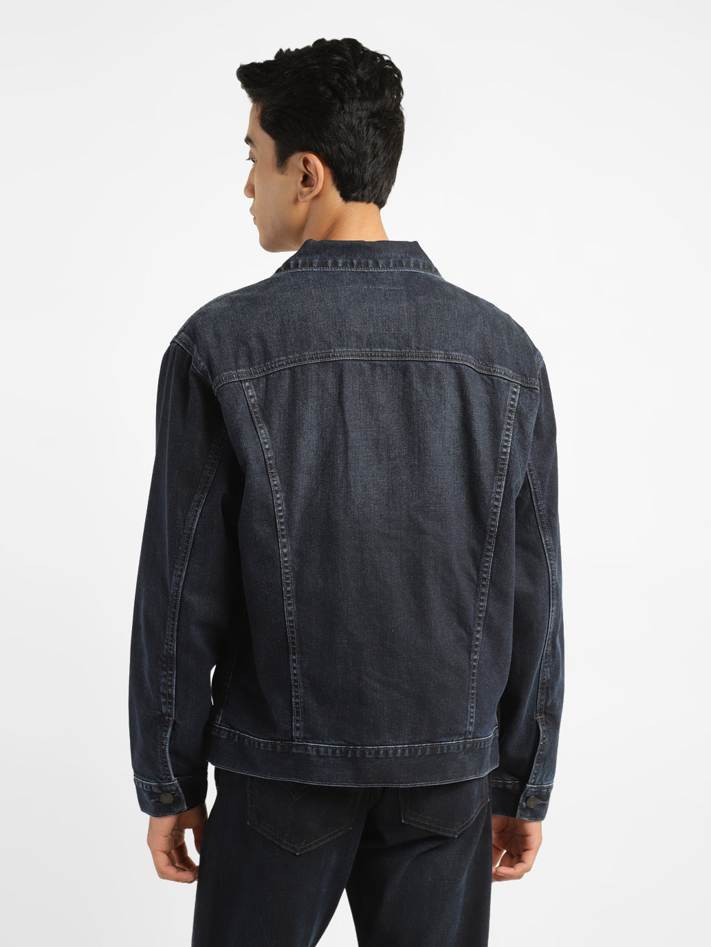 Men's Solid Spread Collar Denim Jacket - e2840e51-d2f5-4493-90e2-01a8146a41ef View