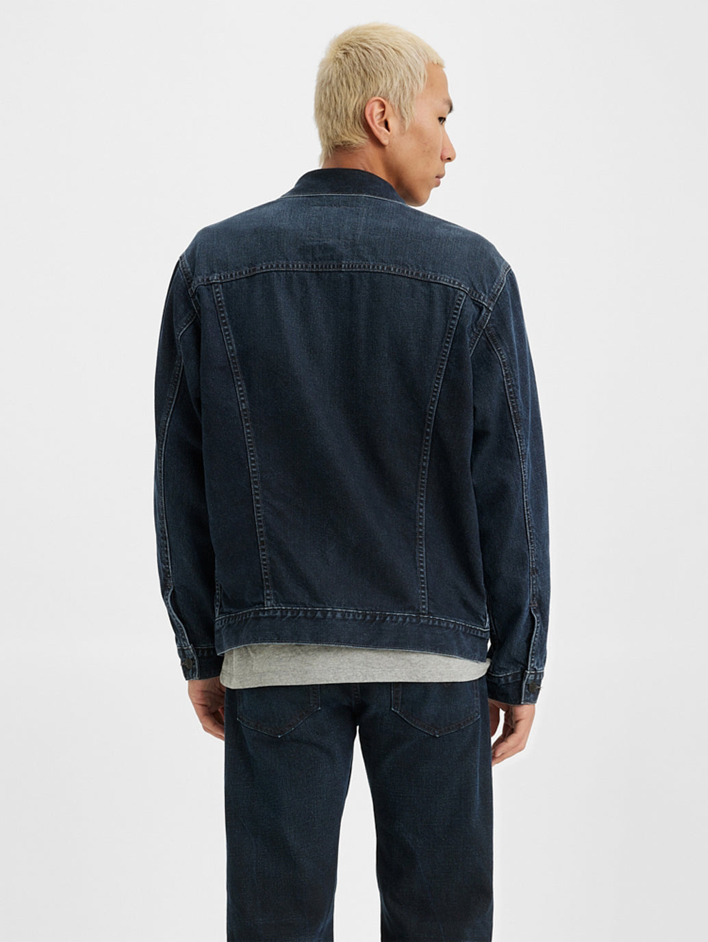 Men's Solid Spread Collar Denim Jacket - b7ac8346-eb44-4a0d-aae9-c819d8bbfa89 View