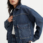 Women's Solid Spread Collar Denim Jacket - 0c8d49d9-8dca-44b5-a460-099fd8df5a53 View