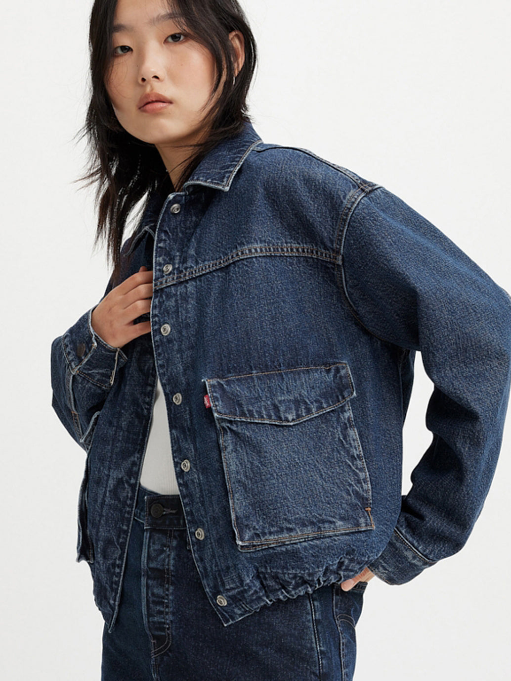Women's Solid Spread Collar Denim Jacket - 0c8d49d9-8dca-44b5-a460-099fd8df5a53 View