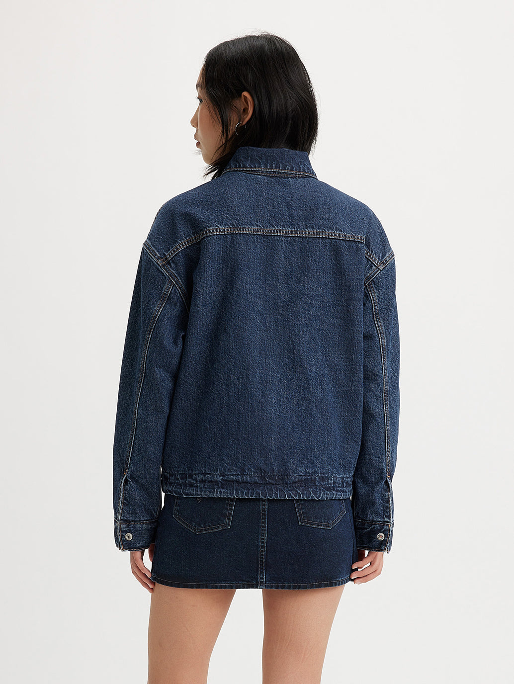 Women's Solid Spread Collar Denim Jacket - 585acc9d-e2a1-46eb-8c32-0148ca862f28 View