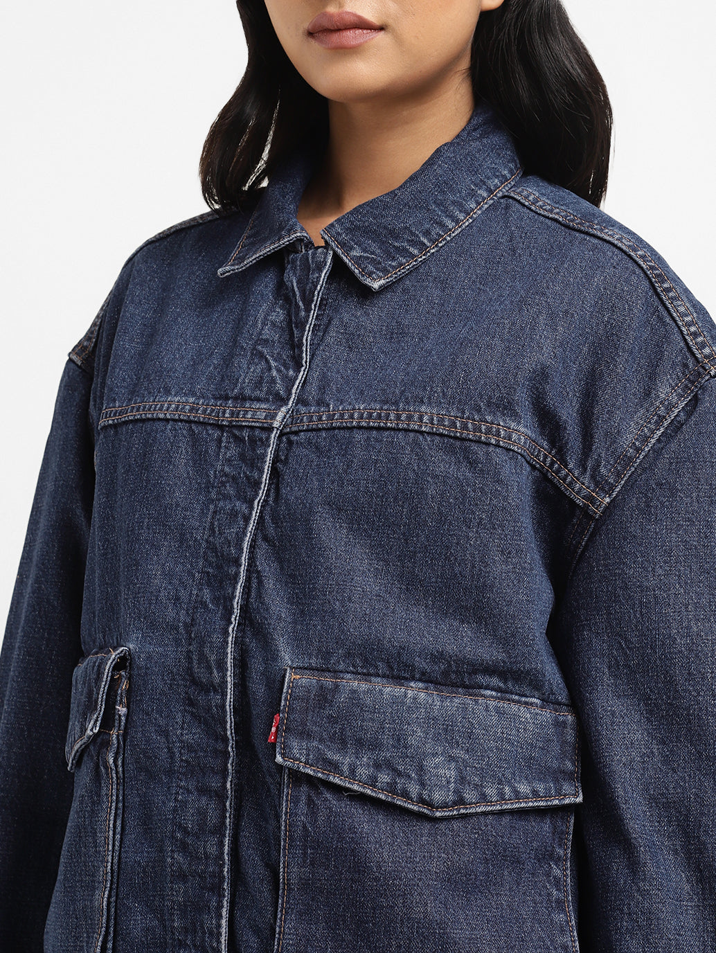 Women's Solid Spread Collar Denim Jacket - aaf0324a-009d-4f53-b451-1b2f4e422264 View