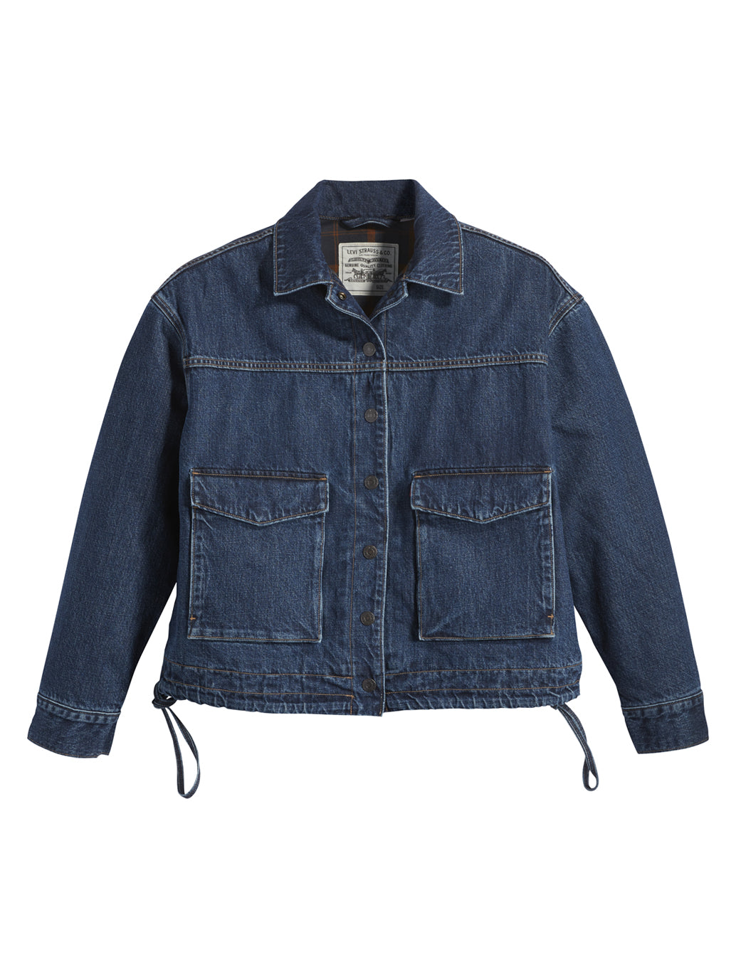 Women's Solid Spread Collar Denim Jacket - 20c6a63e-c989-43d7-b313-c5763866ca06 View