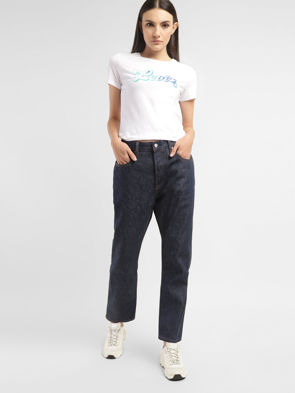 Women's 501 Blue Straight Fit High Rise Jeans - cf73a11b-9576-41f3-b8f5-661cf422309a View