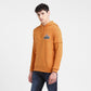 Men's Solid Orange Hooded Sweatshirt - Side View