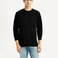 Men's Solid Black Crew Neck T-shirt - Front View