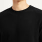 Men's Solid Black Crew Neck T-shirt - Detail View