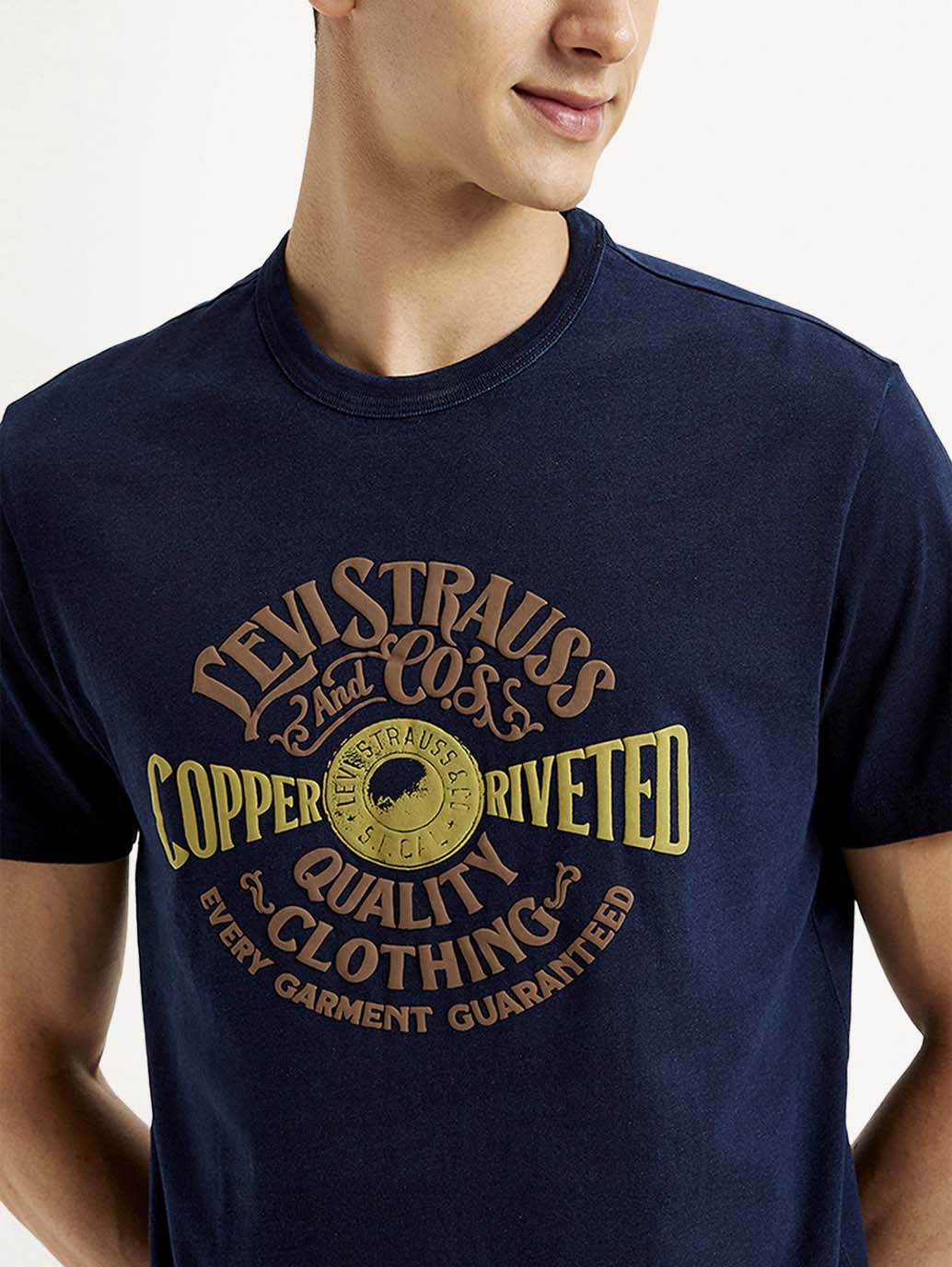 Men's Typographic Print Slim Fit T-shirt - Detail View