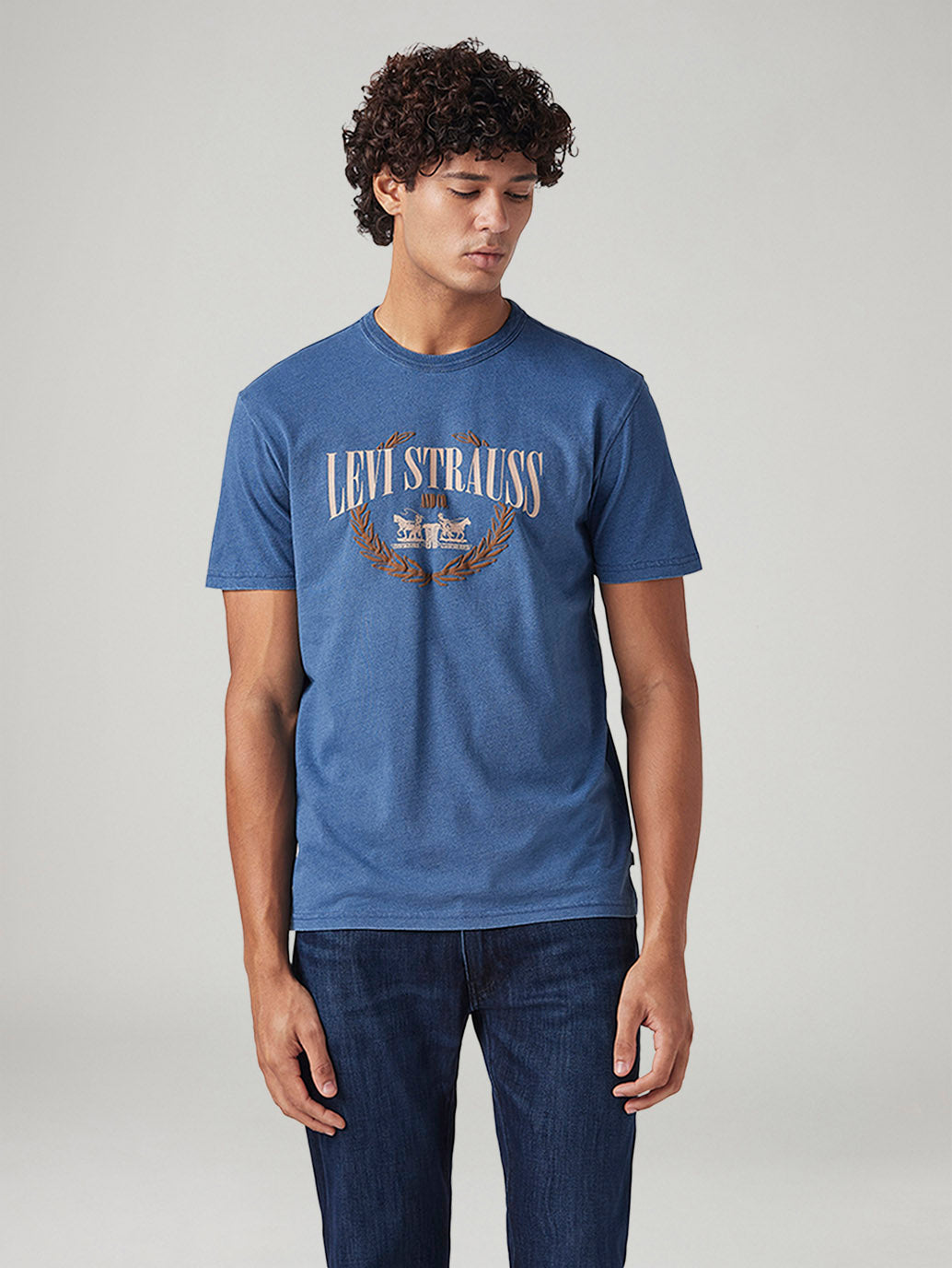 Men's Logo Printed Regular Fit T-Shirt - Front View