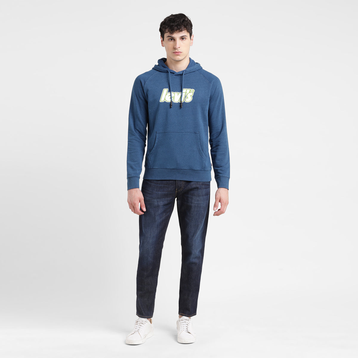 Men's Solid Blue Hooded Sweatshirt - c4987dad-964e-47c5-b2da-a8562537397b View
