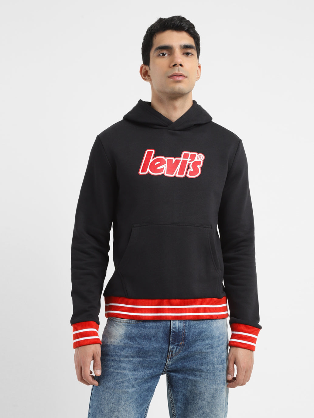 Men's Brand Logo Black Hooded Sweatshirt - c1054b42-4983-42c5-93cc-054a67154be3 View