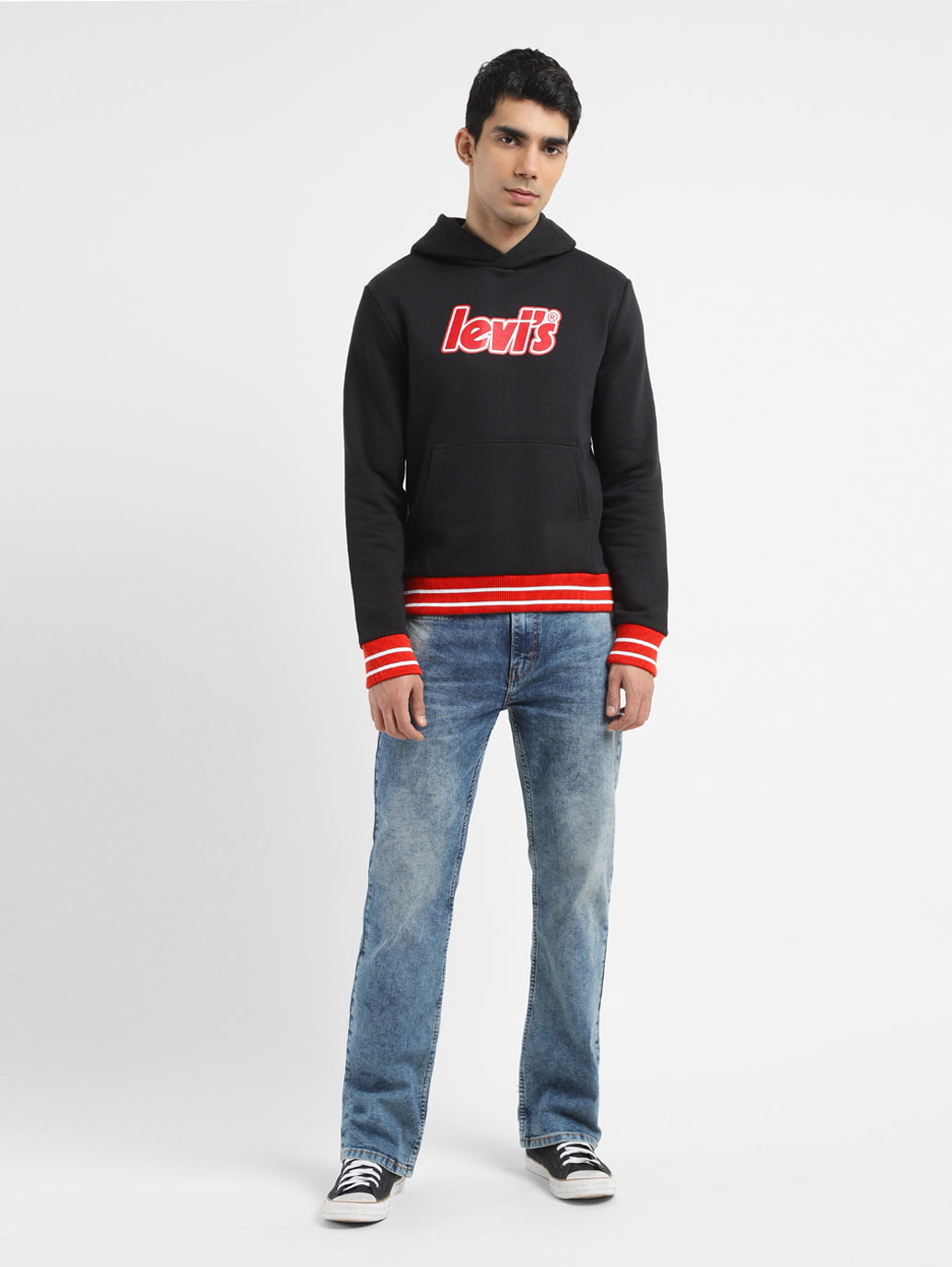 Men's Brand Logo Black Hooded Sweatshirt - 9f019427-edcb-455a-aa62-37d8bd38fce9 View