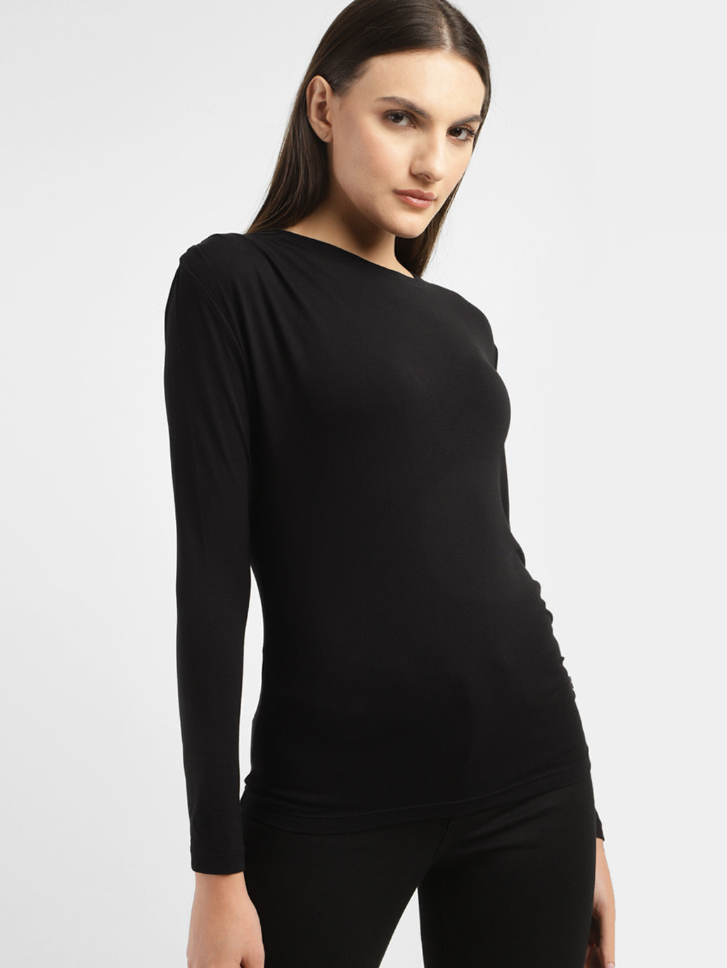 Women's Solid Asymmetrical Neck Top - 1b2aaf24-2e80-4e05-bcc5-fad169ef3e60 View