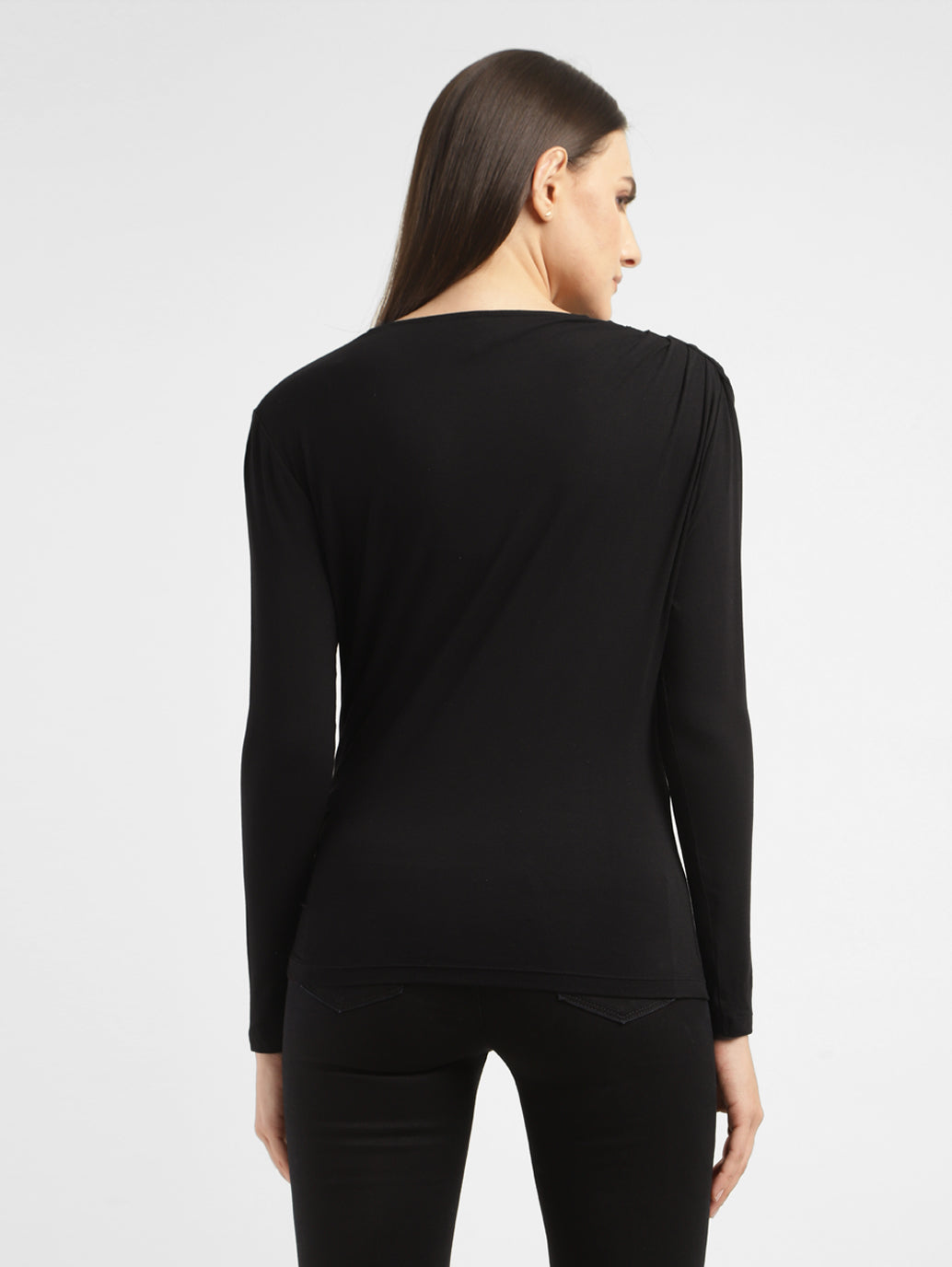 Women's Solid Asymmetrical Neck Top - f5ab170d-5c85-4953-b801-5d6794053b7c View