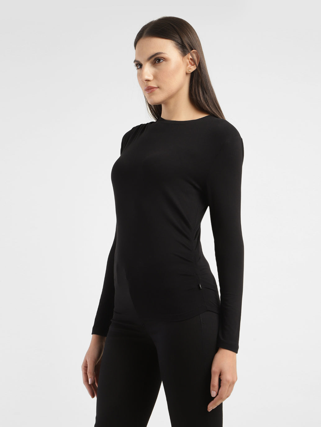 Women's Solid Asymmetrical Neck Top - 229b2034-1a00-4cb6-beda-9a0fcd70a3c7 View