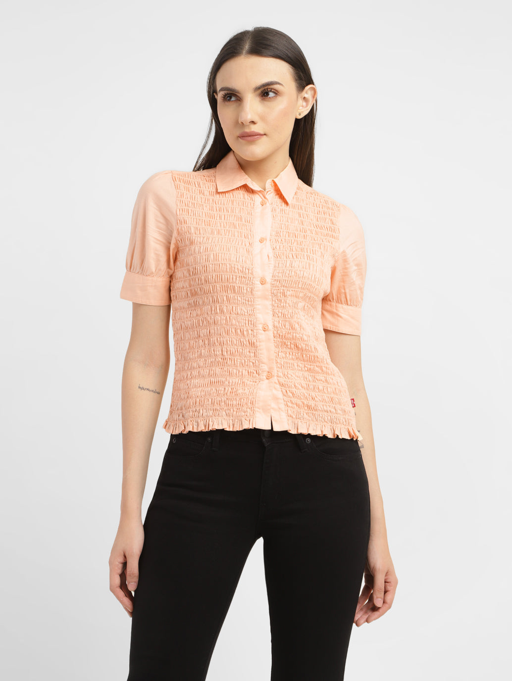 Women's Textured Spread Collar Shirt - 8e309640-f22f-4003-8c70-13053c61f191 View