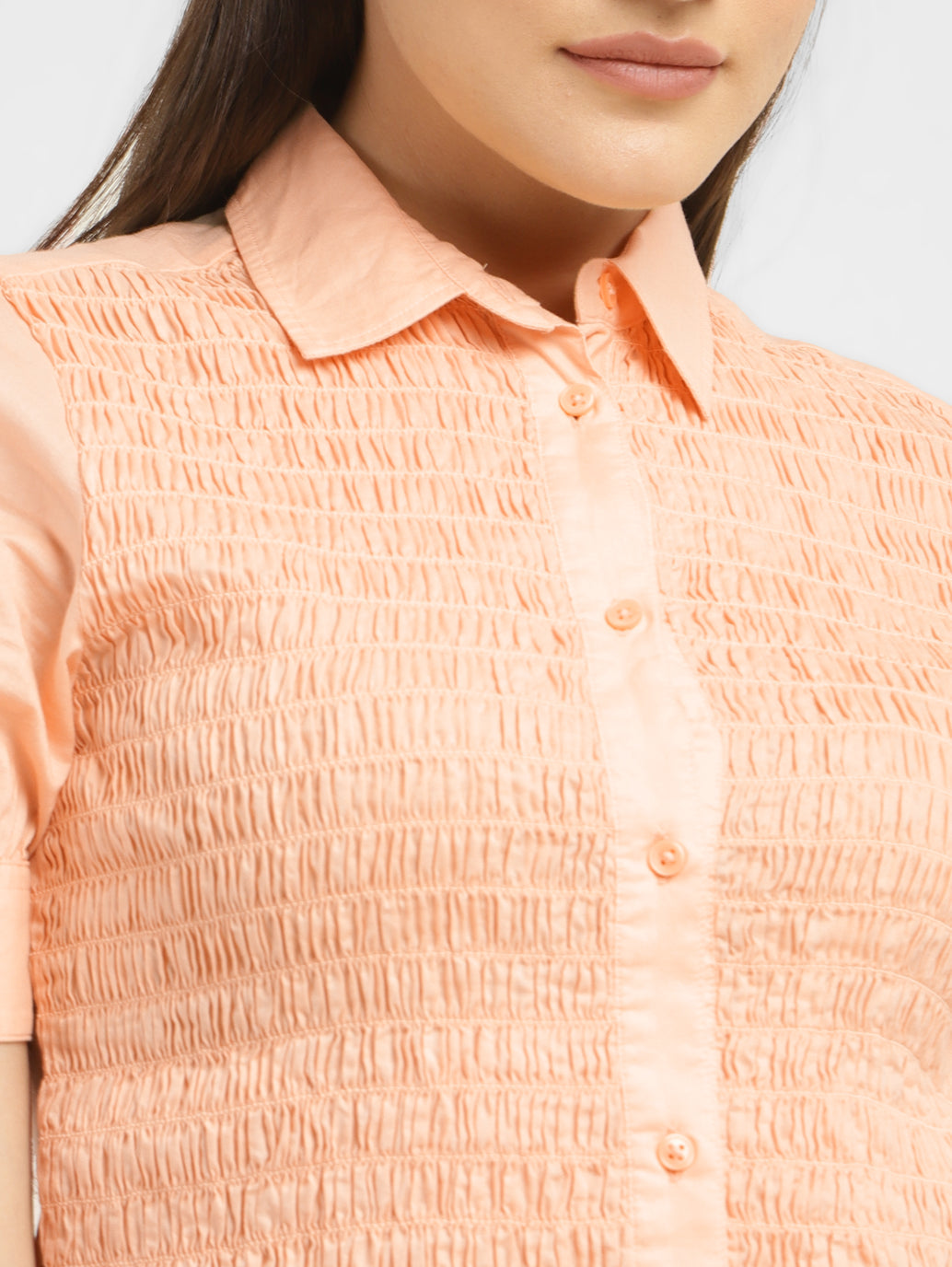 Women's Textured Spread Collar Shirt - 0cc2974f-5fcc-49dd-8c8d-59c86b80f4fb View
