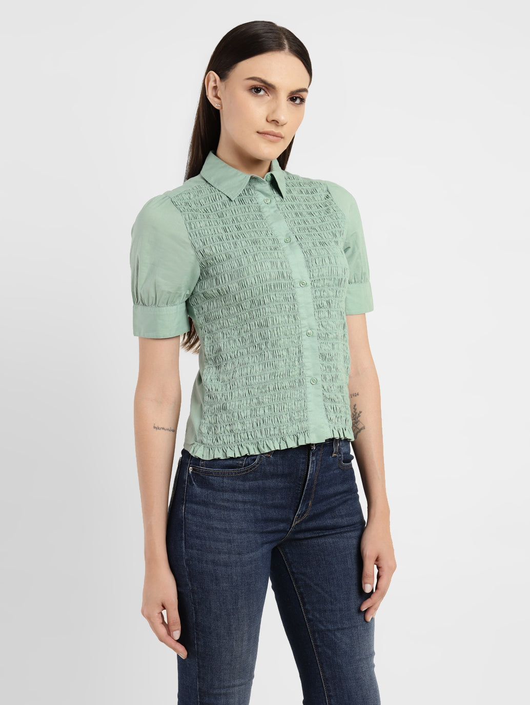 Women's Textured Spread Collar Shirt - 50a3d808-8ad9-4ded-b8b3-4eebdc119c21 View