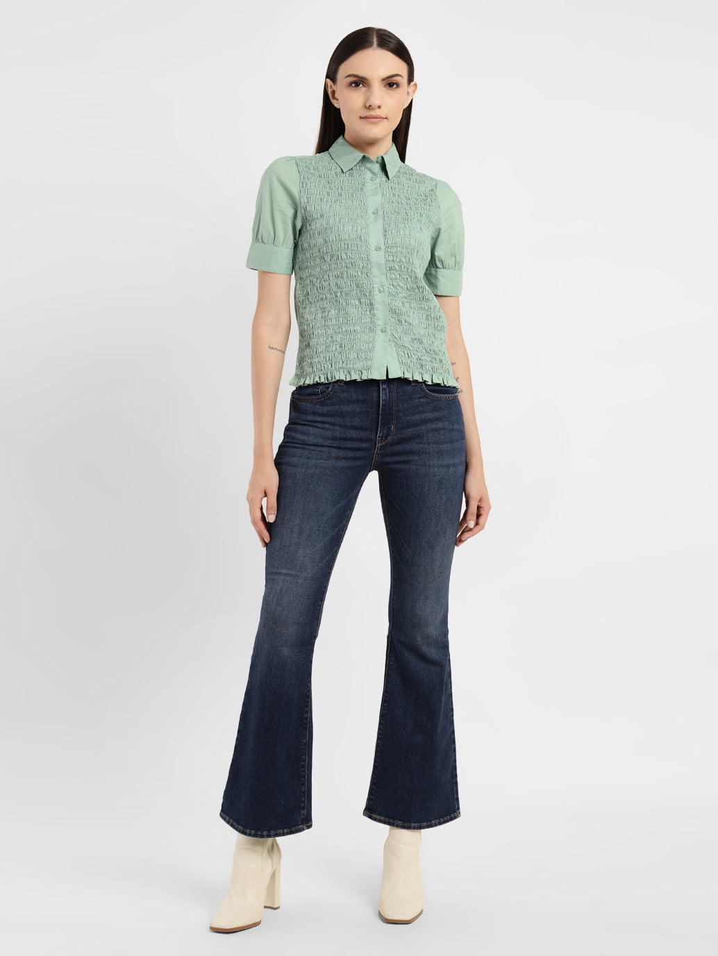 Women's Textured Spread Collar Shirt - 1b991a3f-e4d9-424b-9451-ee05b2701aa1 View
