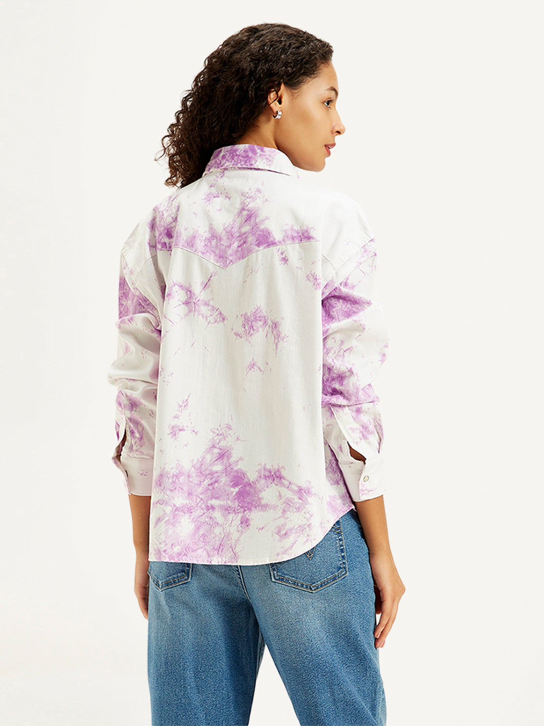 Women's Printed Oversized Shirt - Back View