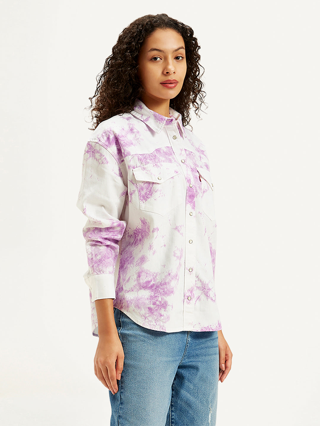 Women's Printed Oversized Shirt - Side View