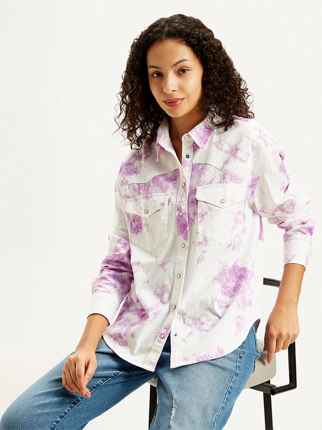 Women's Printed Oversized Shirt - Styleshot View