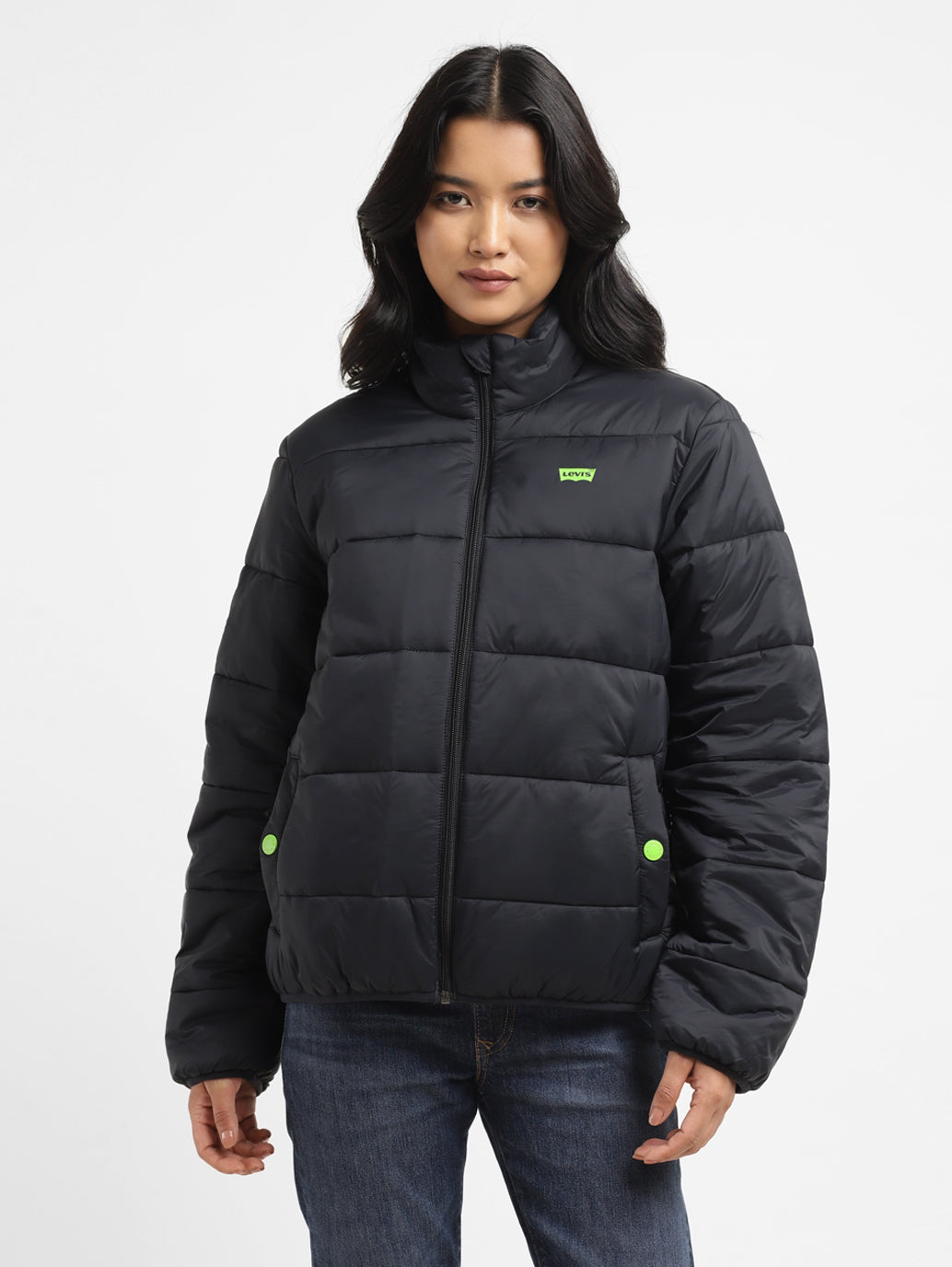 Women's Solid High Neck Quilted Jacket - e831d371-6dc7-42ec-8493-5b7b023ad15f View