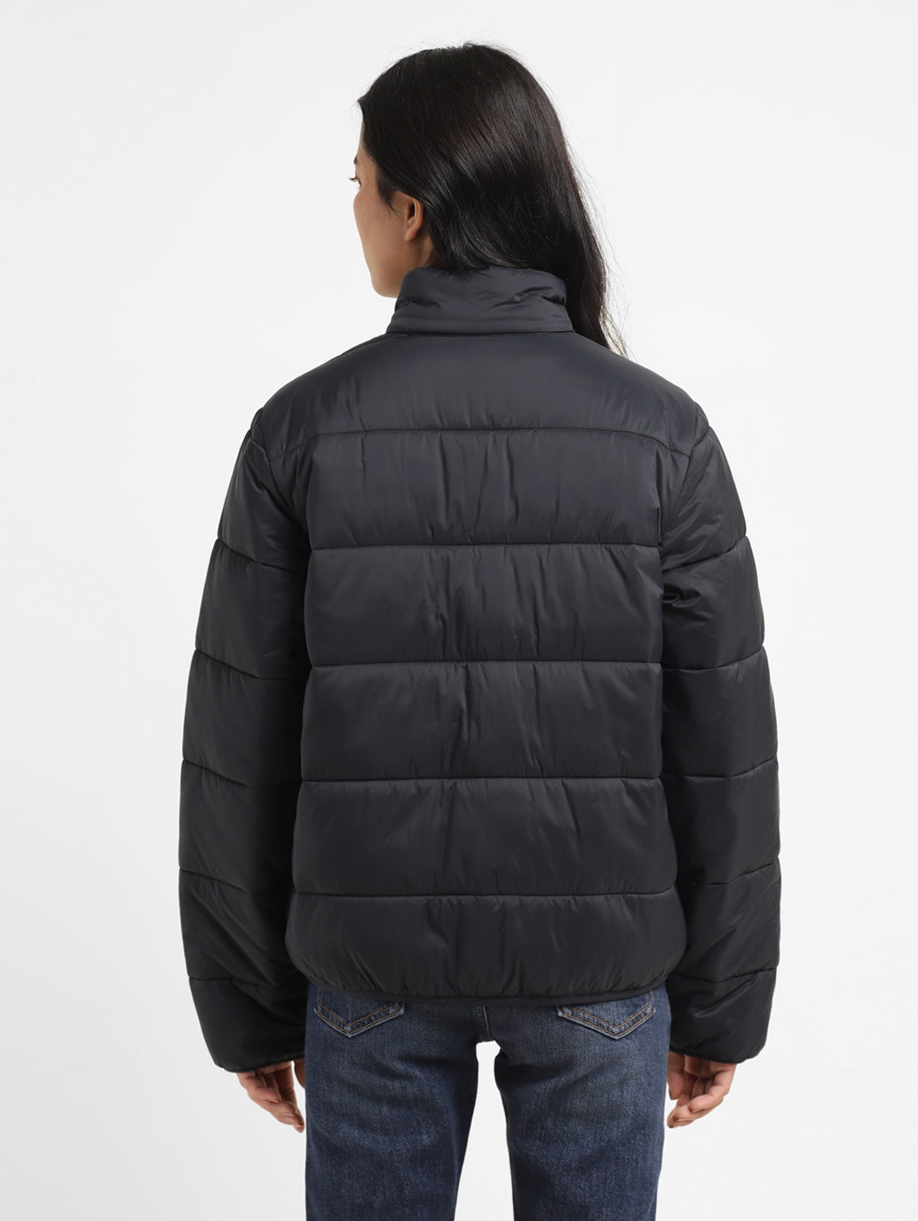 Women's Solid High Neck Quilted Jacket - 22d7385c-11d8-4ba9-b14a-b287e98b8620 View