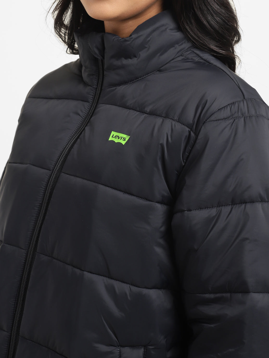 Women's Solid High Neck Quilted Jacket - ec8c1e60-ca77-4a73-b1b4-3b16f6cdcdf7 View