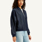 Women's Embroidered Navy Bomber Jacket - 20 View