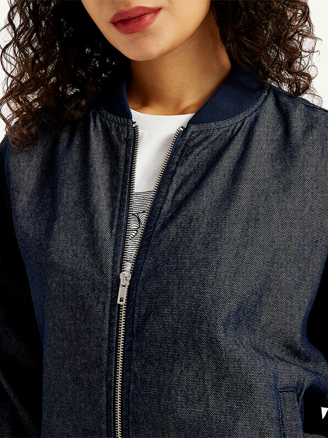 Women's Embroidered Navy Bomber Jacket - a75e5902-cf94-4ce1-b8fe-3f94375d490b View