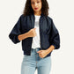 Women's Embroidered Navy Bomber Jacket - 09c1bd55-1ae9-4abe-ae1b-e2078f433f6c View