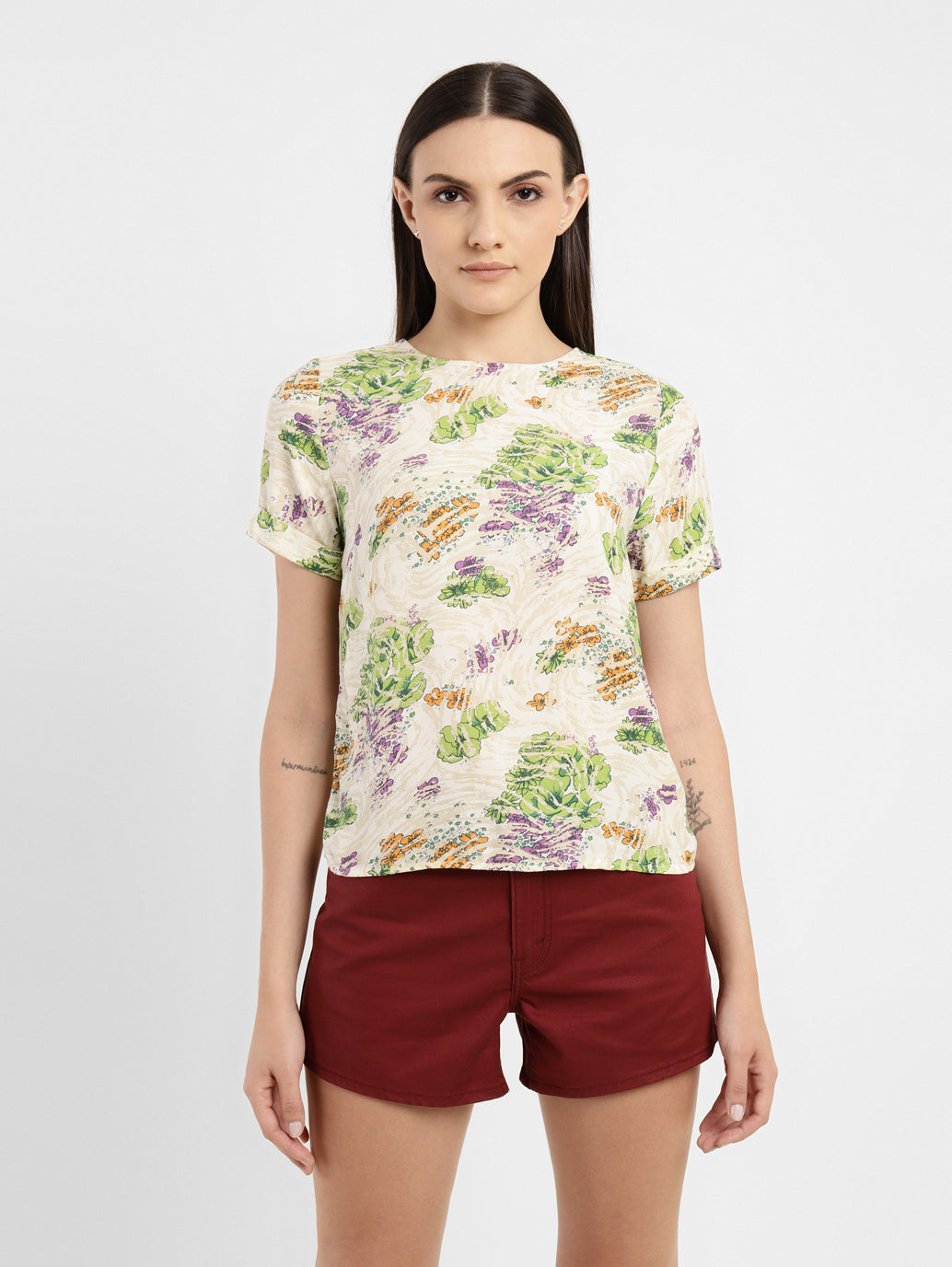 Women's Floral Round Neck Top - b56cbfb0-9714-4866-8557-1e1b159548ce View