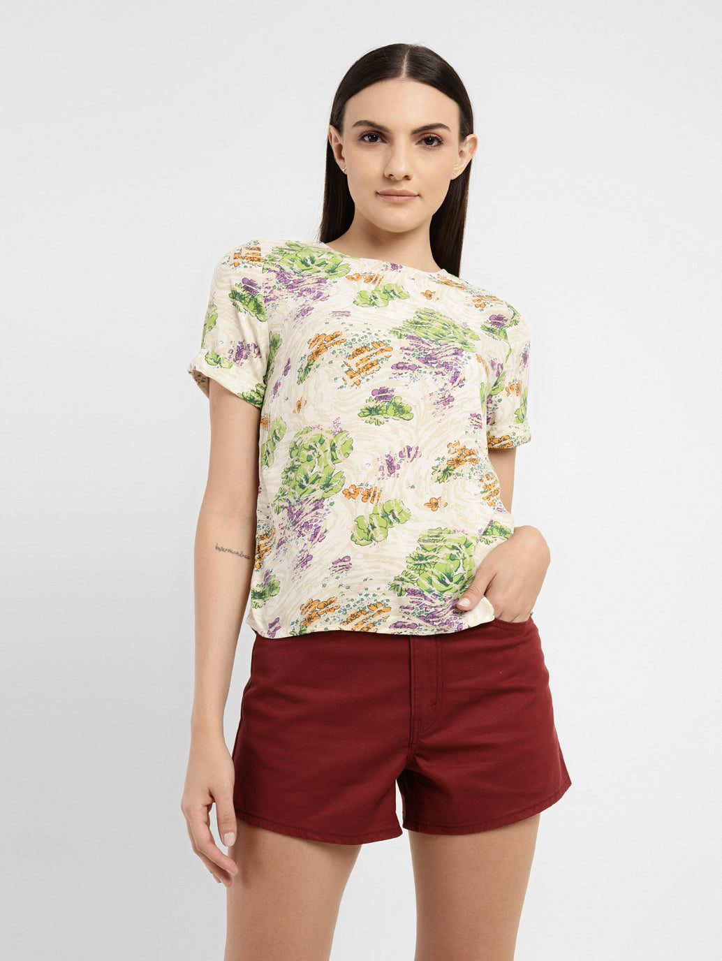 Women's Floral Round Neck Top - 9ac57d3b-ffcd-41b3-a6ee-3ca064952217 View