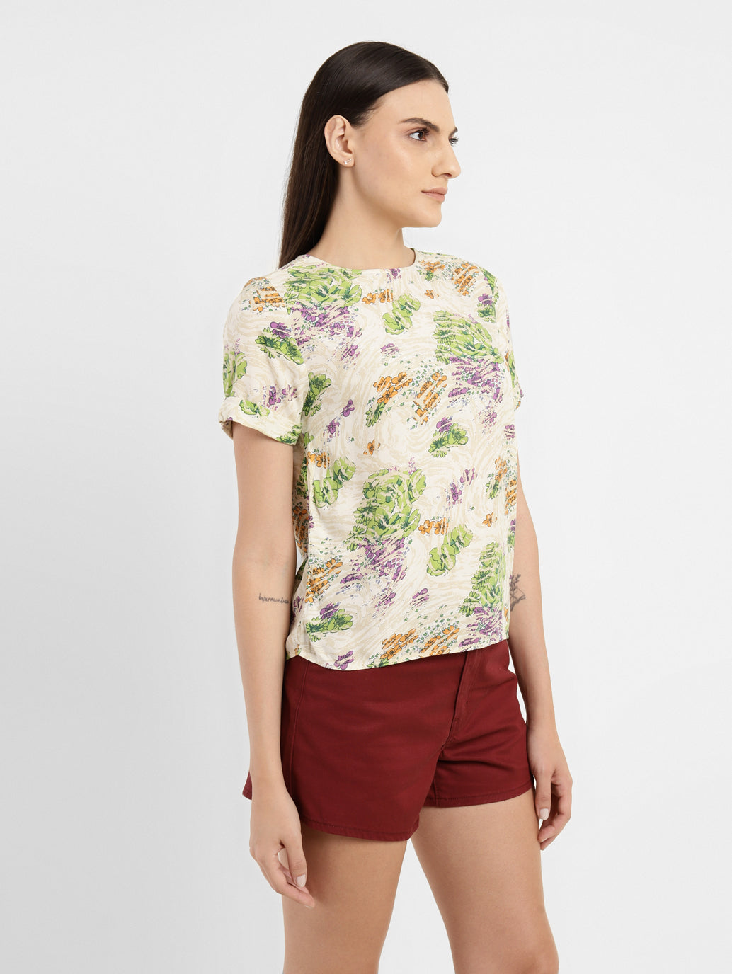 Women's Floral Round Neck Top - 5e8071e1-63b5-4ada-b9a5-5f033899353c View