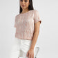 Women's Abstract Round Neck T-shirt - StyleShot View