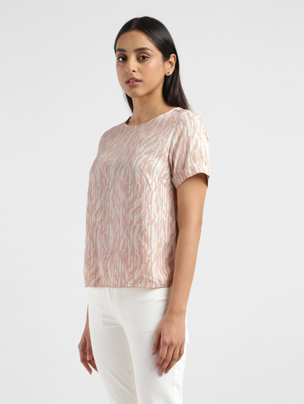 Women's Abstract Round Neck T-shirt - 6ced9763-9314-4138-bd3b-0de9f4dbf90b View