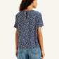 Women's Geometric Print Navy Round Neck Top - Back View