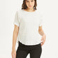 Women's Textured White Round Neck Top - 4d2bf5f4-f4e9-4b6c-9f3f-9866bd6b8d36 View