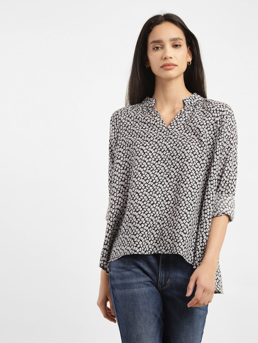 Women's Floral Band Neck Top - 9671ce1c-3ee4-4696-b883-f058ae3f335b View