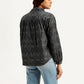 Women's Abstract Charcoal Grey Spread Collar Top - Back View