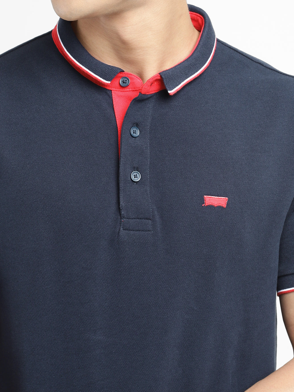 Men's Solid Polo Navy T-shirt - 377e9493-3411-4522-b99f-0c9cf502eb92 View