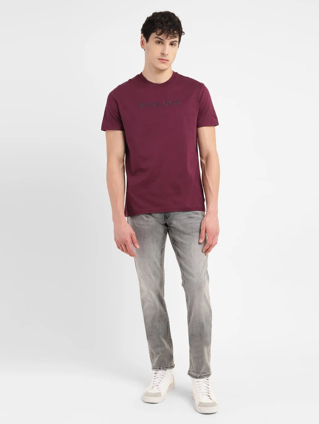 Men's Redloop Typographic Print Slim Fit T-shirt - 2f8a652e-0fbd-4830-bea3-fa87252c9db2 View