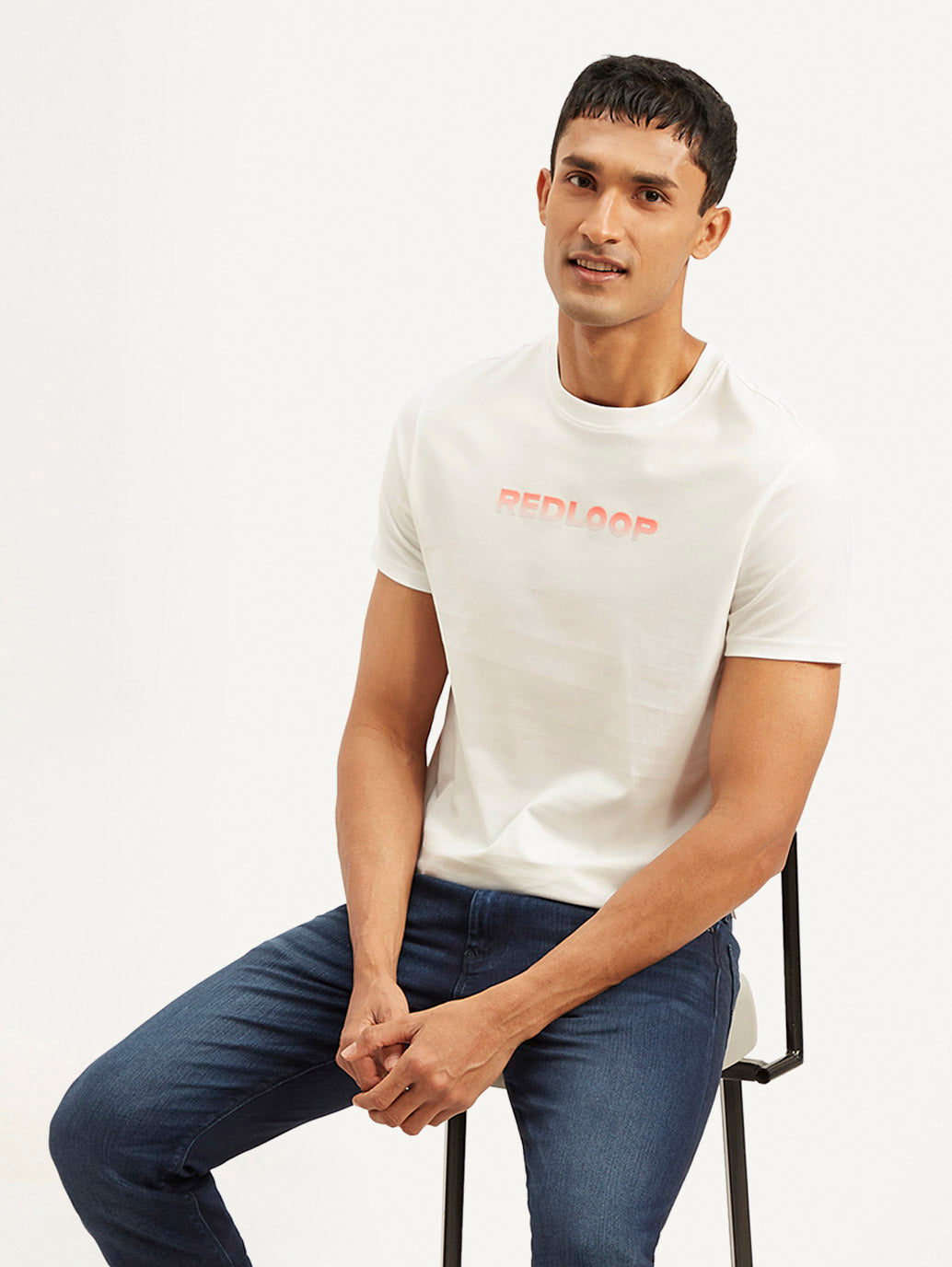Men's Redloop Typographic Print Slim Fit T-shirt - ecb67958-563f-45f7-99a0-1376473d2c8e View