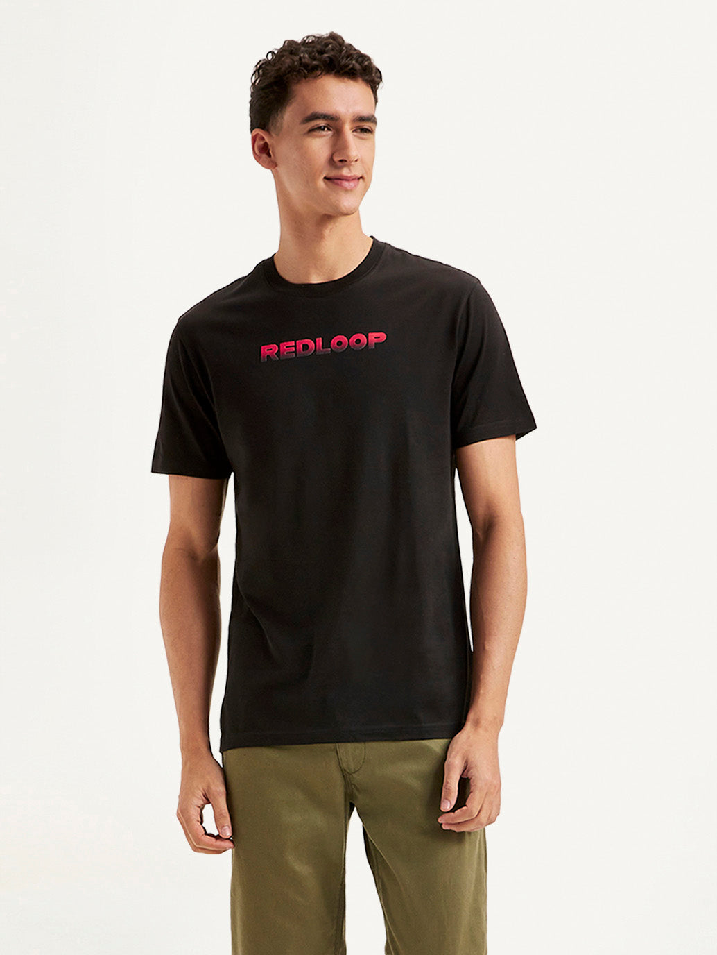 Men's Redloop Typographic Print Slim Fit T-shirt - Front View