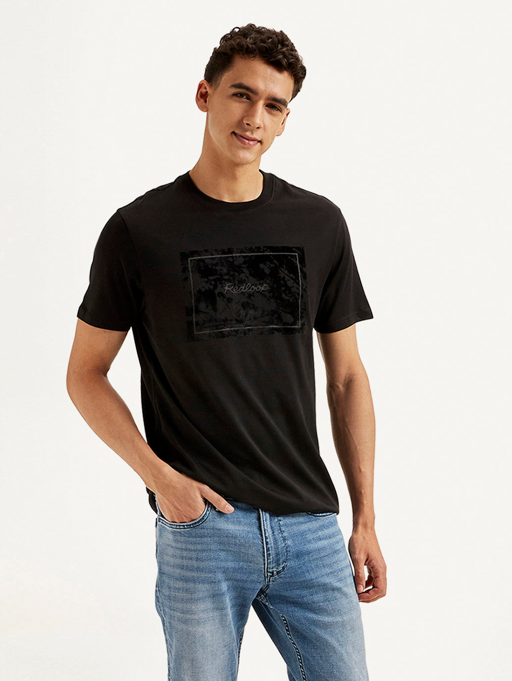 Men's Redloop Typographic Print Slim Fit T-shirt - Styleshot View