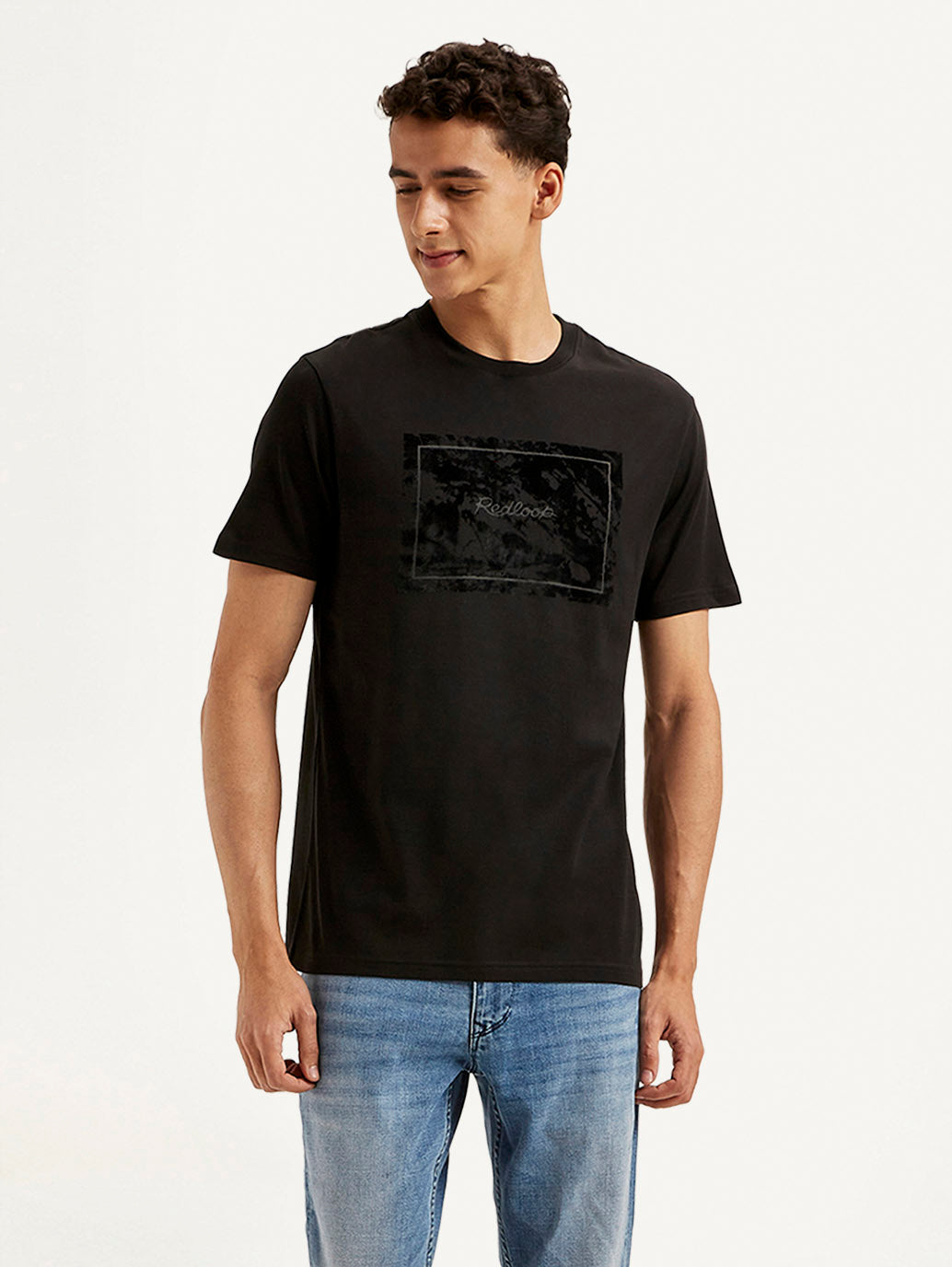 Men's Redloop Typographic Print Slim Fit T-shirt - Front View