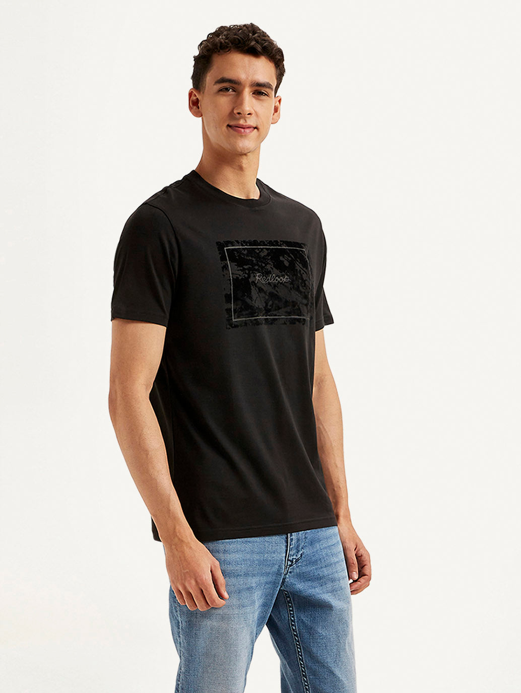 Men's Redloop Typographic Print Slim Fit T-shirt - Side View