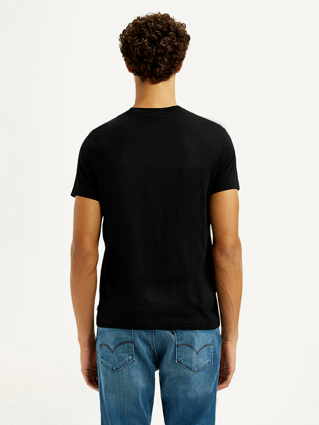 Men's Redloop Typography Black Slim Fit T-shirt - Back View